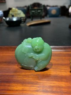 和田玉碧玉击鼓童子